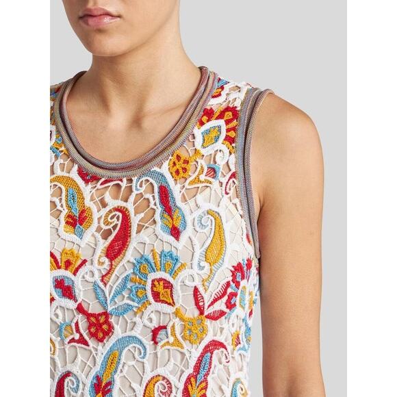 Etro Paisley Macrame Long Dress in Multi Color IT 44 US 8 - Picture 3 of 4